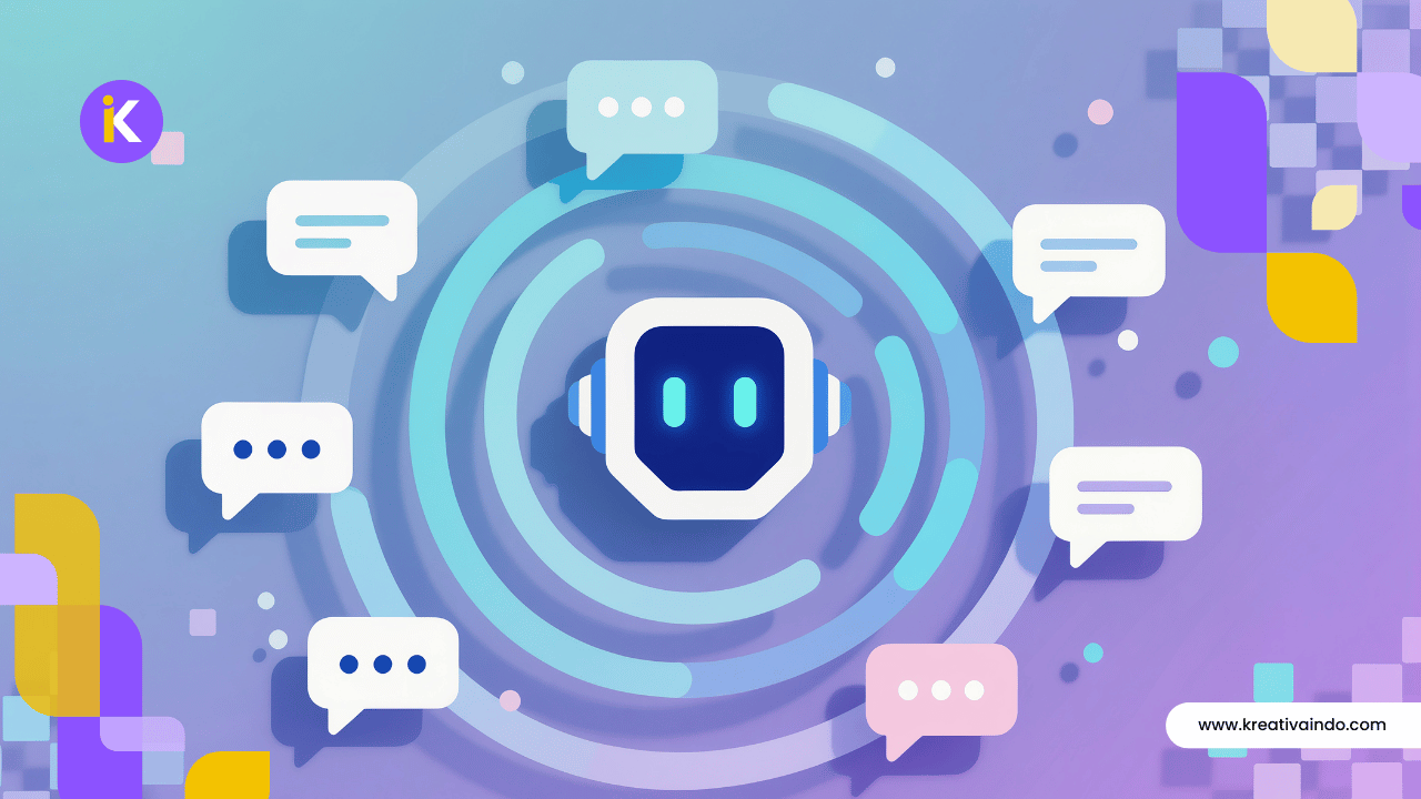 Ilustrasi chatbot cerdas membantu pengunjung website bisnis di tahun 2026